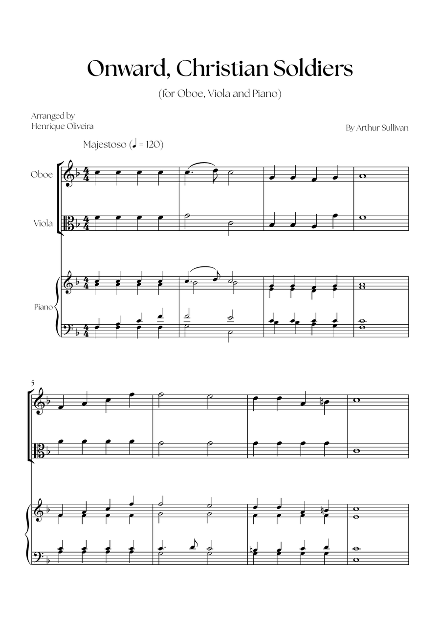 Onward, Christian Soldiers (Oboe, Viola and Piano) - Easy Level Oboe scores gallery preview page 1