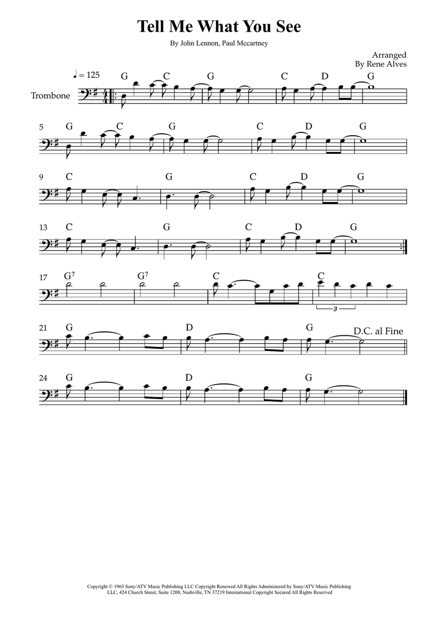 Tell Me What You See Tell Me What You See Trombone Solo scores gallery preview page 1