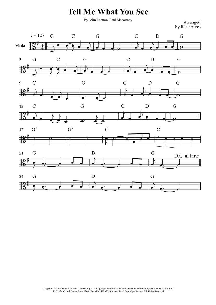 Tell Me What You See Tell Me What You See Viola Solo scores gallery preview page 1