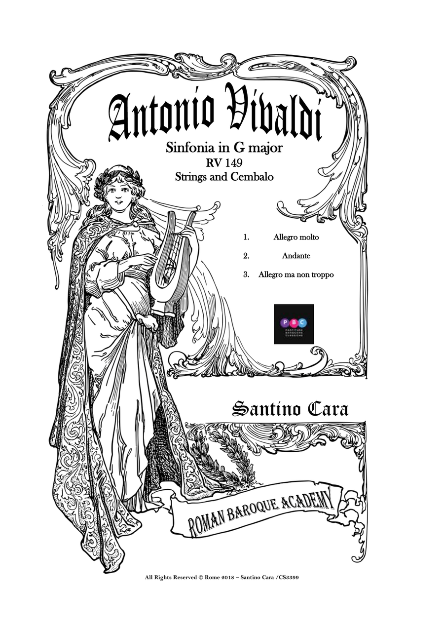 Vivaldi - Sinfonia in G major RV 149 for Strings and Cembalo Chamber Orchestra scores gallery preview page 1