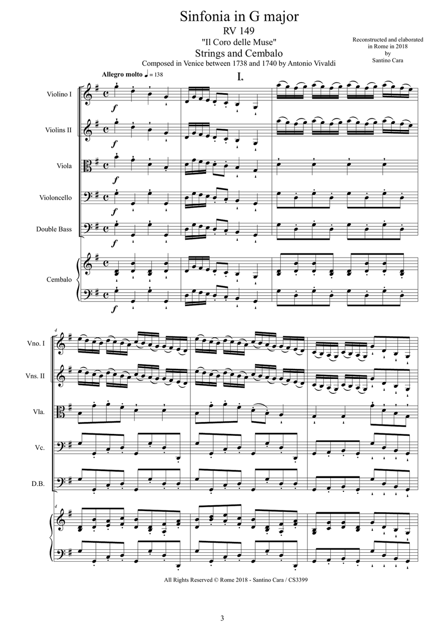 Vivaldi - Sinfonia in G major RV 149 for Strings and Cembalo Chamber Orchestra scores gallery preview page 3