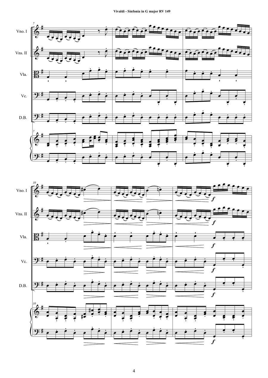 Vivaldi - Sinfonia in G major RV 149 for Strings and Cembalo Chamber Orchestra scores gallery preview page 4