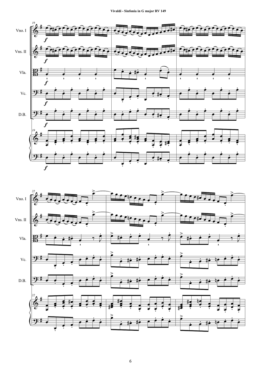 Vivaldi - Sinfonia in G major RV 149 for Strings and Cembalo Chamber Orchestra scores gallery preview page 6