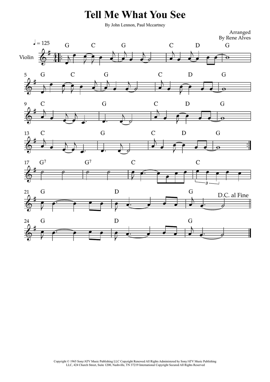 Tell Me What You See Tell Me What You See Violin Solo scores gallery preview page 1