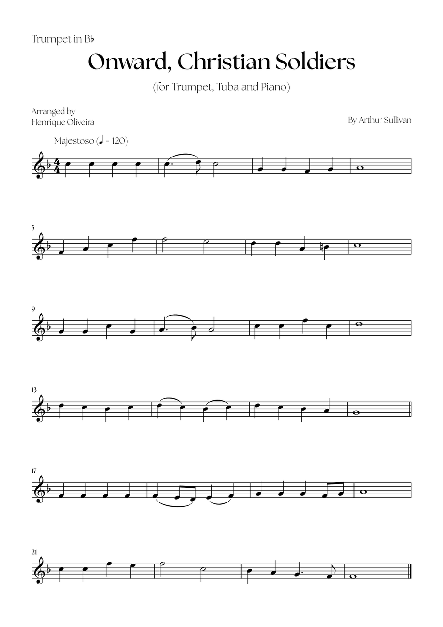 Onward, Christian Soldiers (Trumpet, Tuba and Piano) - Easy Level Brass Duet scores gallery preview page 4