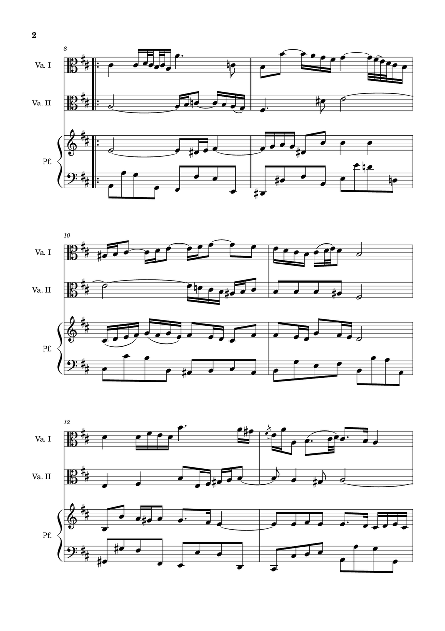 Air on the G String. For Viola Duet and Piano. Score and Parts. String Duet scores gallery preview page 2
