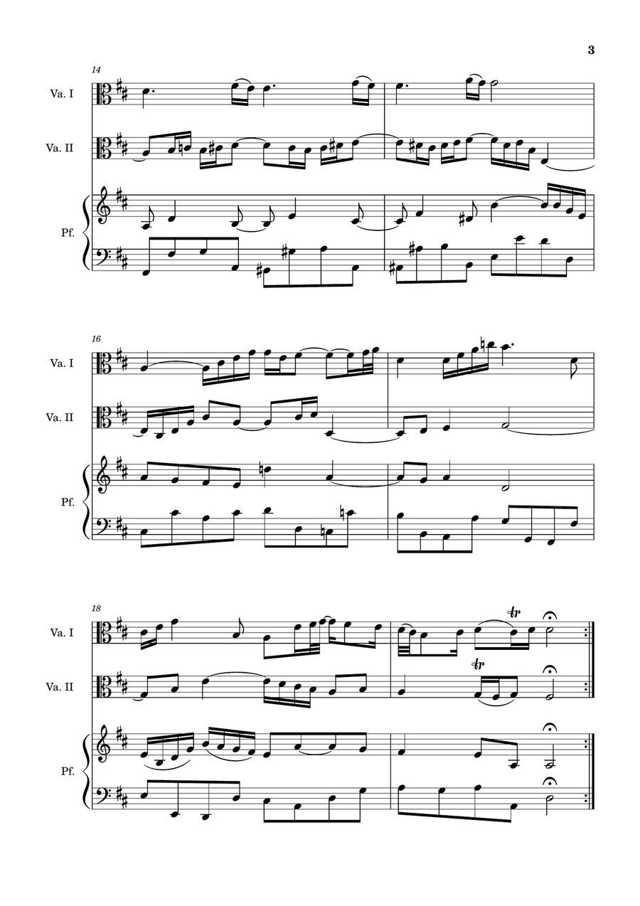 Air on the G String. For Viola Duet and Piano. Score and Parts. String Duet scores gallery preview page 3