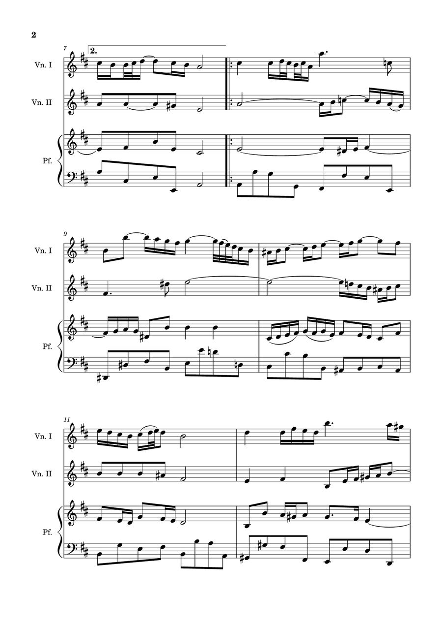 Air on the G String. For Violin Duet and Piano. Score and Parts. String Duet scores gallery preview page 2