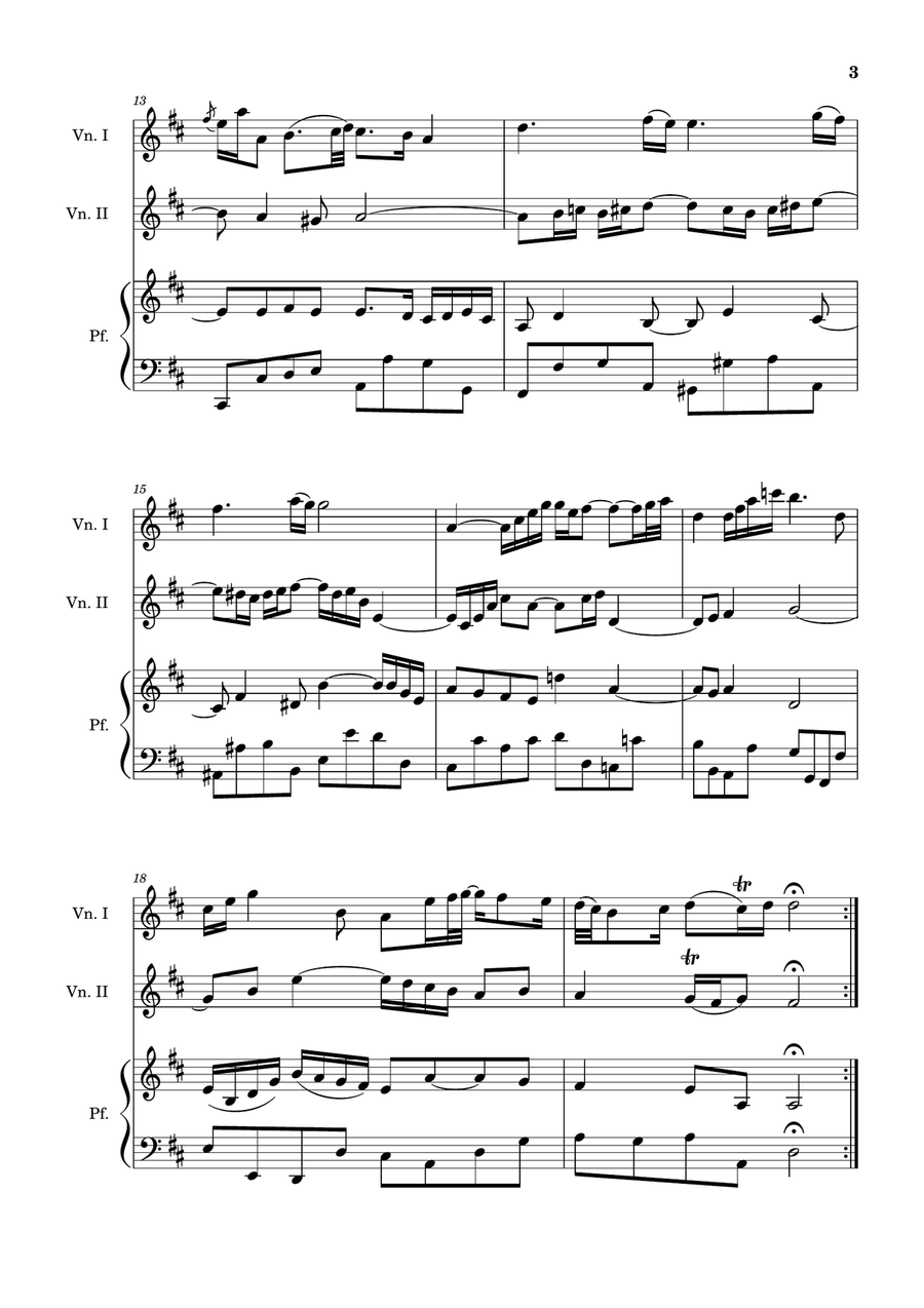 Air on the G String. For Violin Duet and Piano. Score and Parts. String Duet scores gallery preview page 3