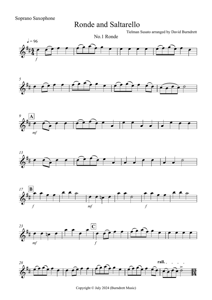 Ronde and Saltarello for Soprano and Tenor Saxophone Duet Woodwind Duet scores gallery preview page 4