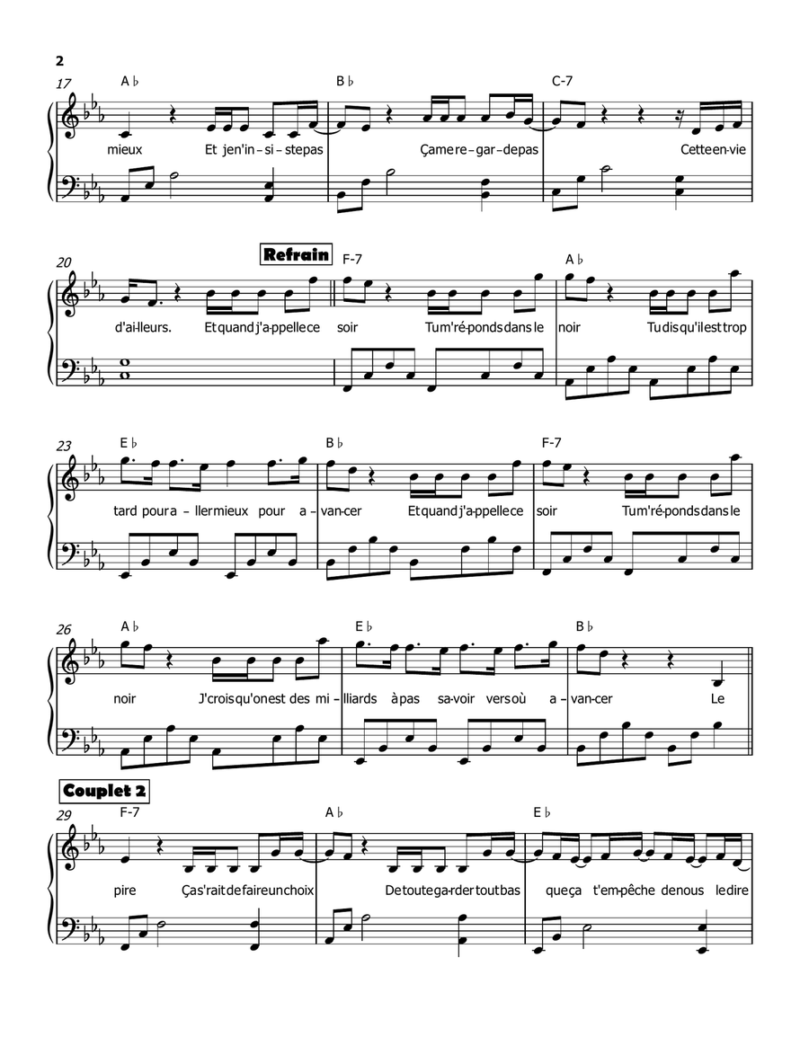 Nous On Sait Nous On Sait Piano Solo scores gallery preview page 2