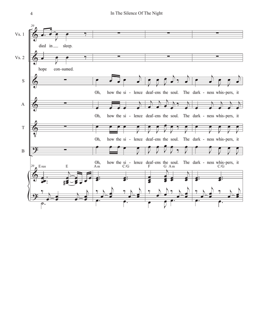In The Silence Of The Night (Easter Vigil version) (Vocal Quartet - (SATB) 4-Part scores gallery preview page 4