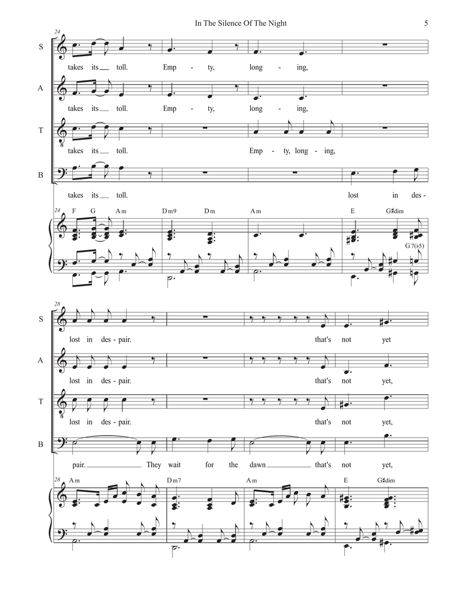 In The Silence Of The Night (Easter Vigil version) (Vocal Quartet - (SATB) 4-Part scores gallery preview page 5