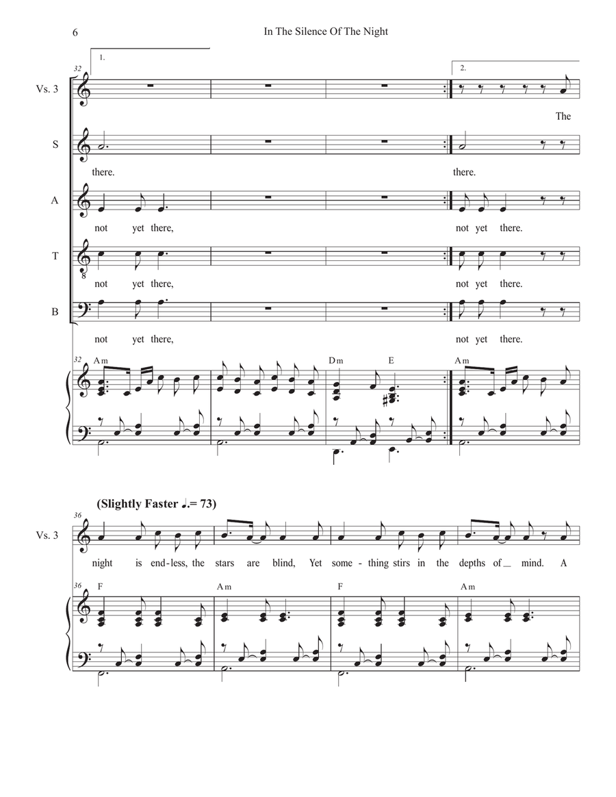 In The Silence Of The Night (Easter Vigil version) (Vocal Quartet - (SATB) 4-Part scores gallery preview page 6