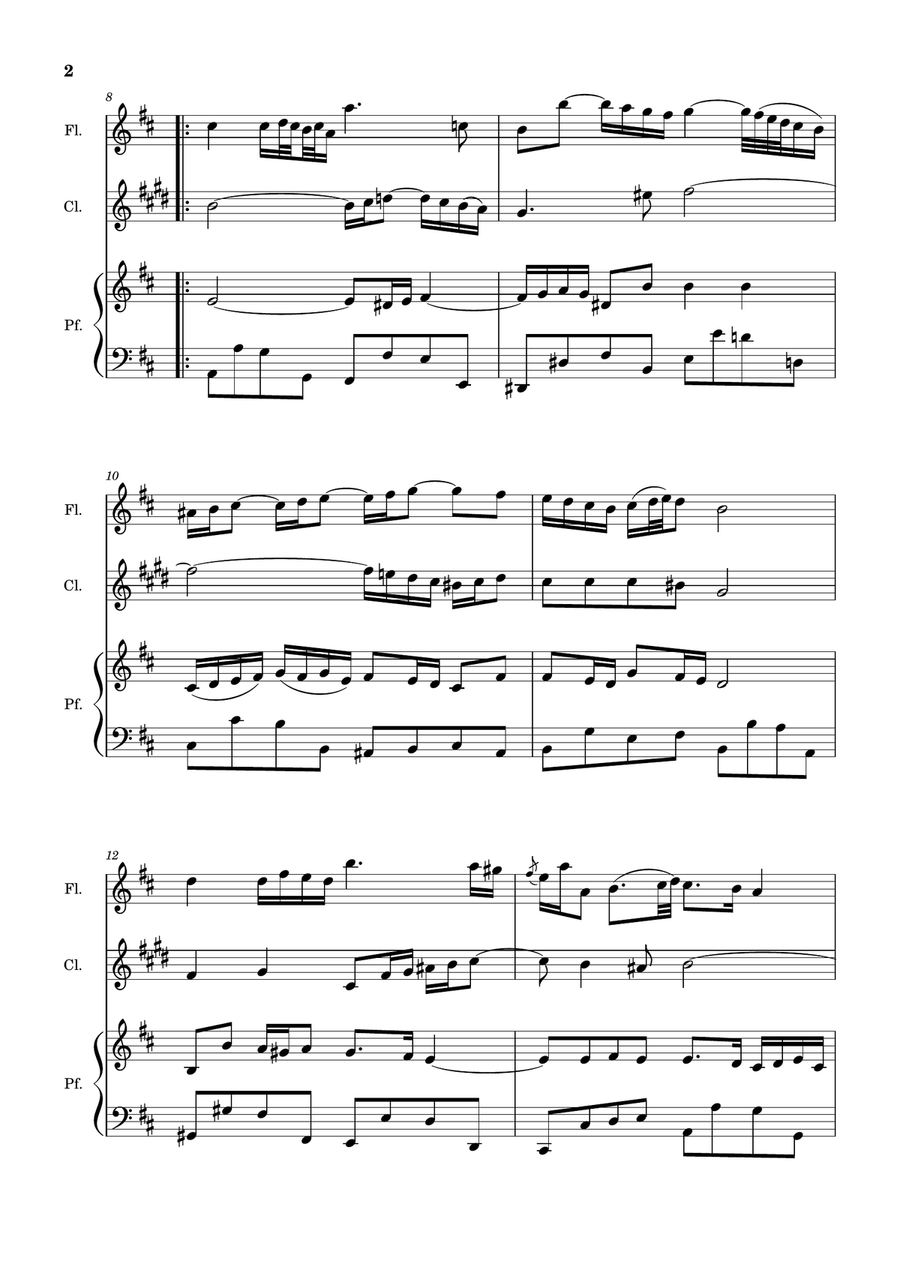 Air on the G String. For Flute, Clarinet and Piano. Score and Parts. Small Ensemble scores gallery preview page 2