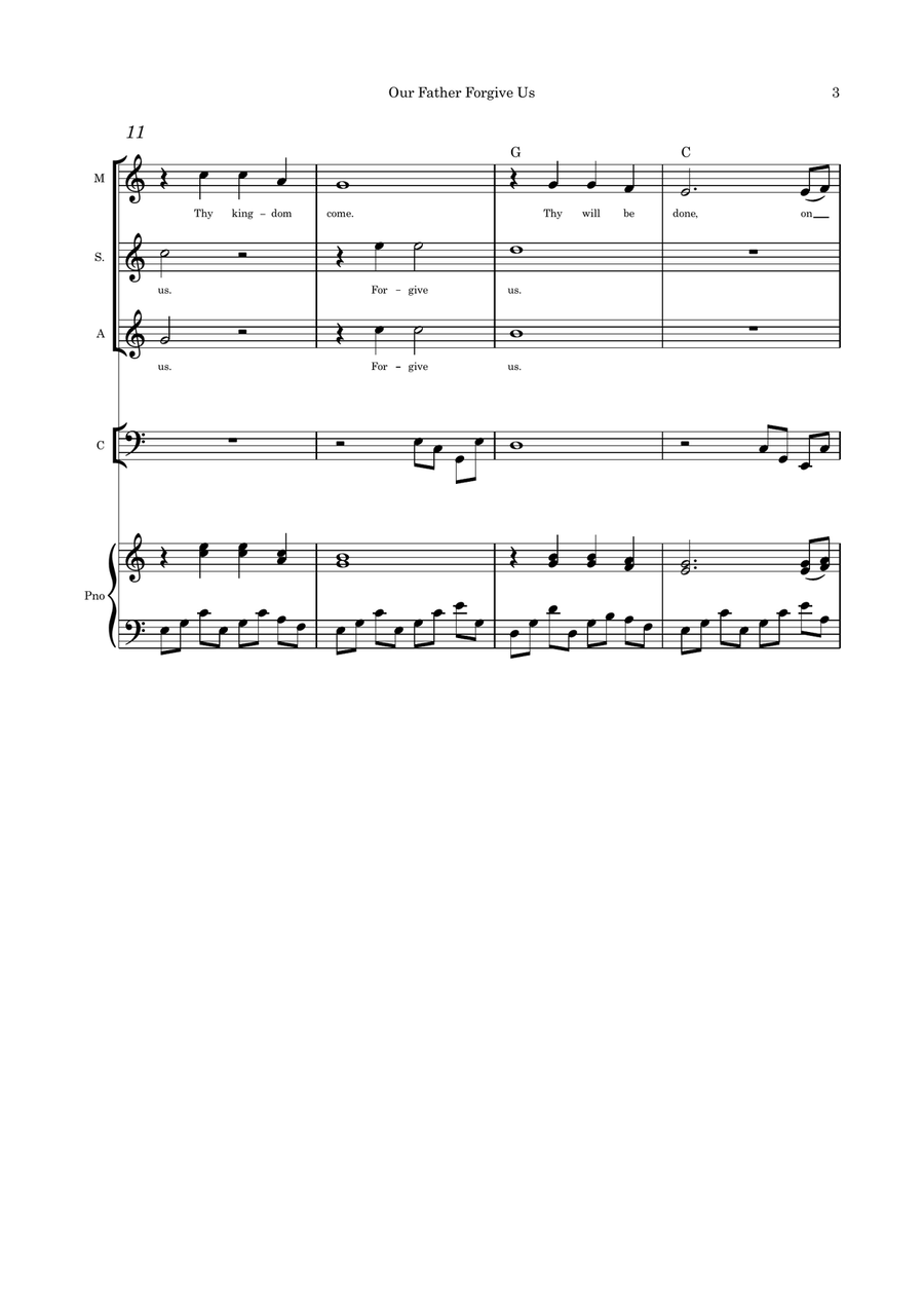 Our Father Forgive Us Trio optional instruments cello and piano with parts Small Ensemble scores gallery preview page 3