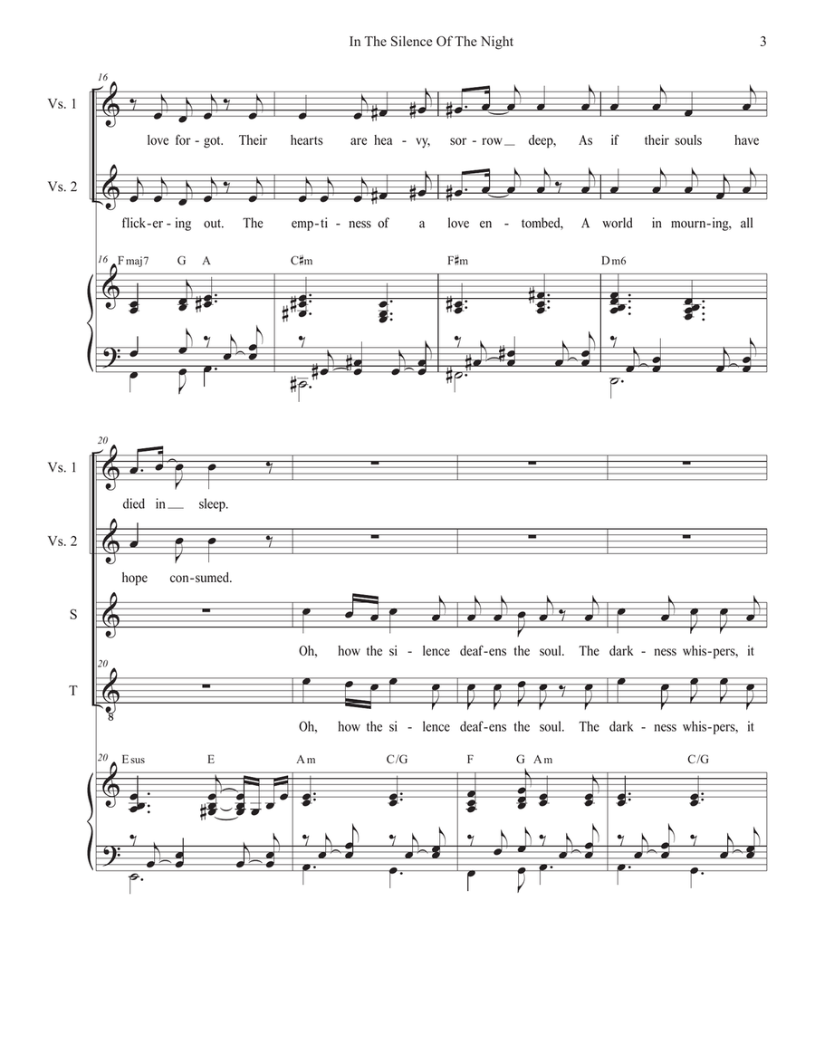 In The Silence Of The Night (Easter Vigil version) (2-part choir - (Soprano and Tenor) 2-Part scores gallery preview page 3
