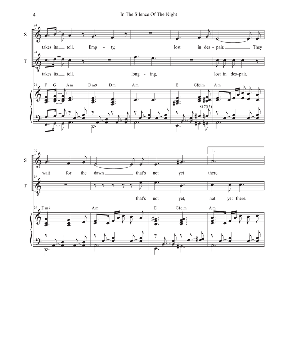 In The Silence Of The Night (Easter Vigil version) (2-part choir - (Soprano and Tenor) 2-Part scores gallery preview page 4