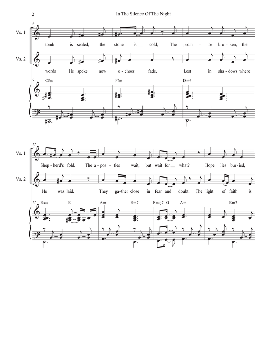 In The Silence Of The Night (Easter Vigil version) (2-part choir) 2-Part scores gallery preview page 2