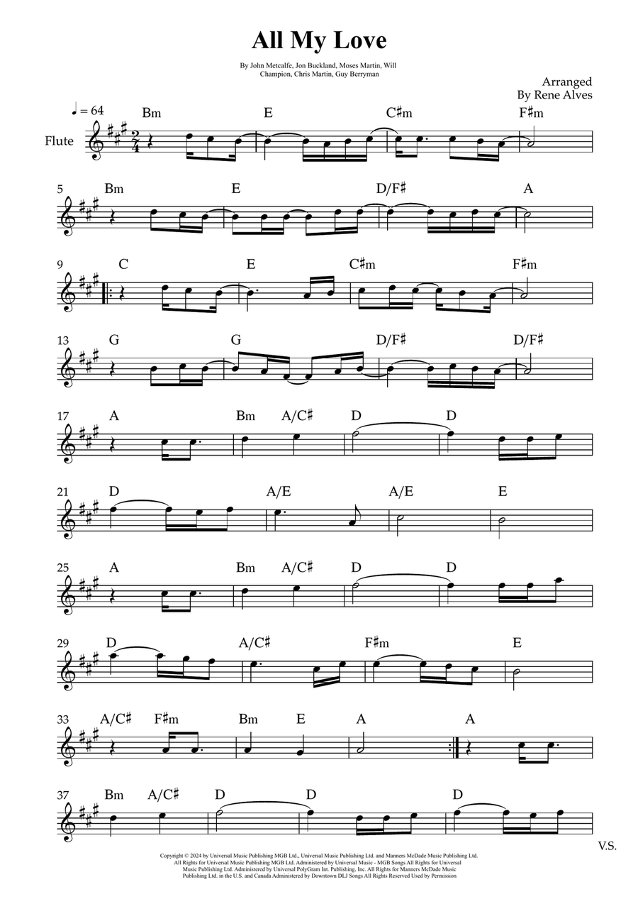 All My Love All My Love Flute Solo scores gallery preview page 1