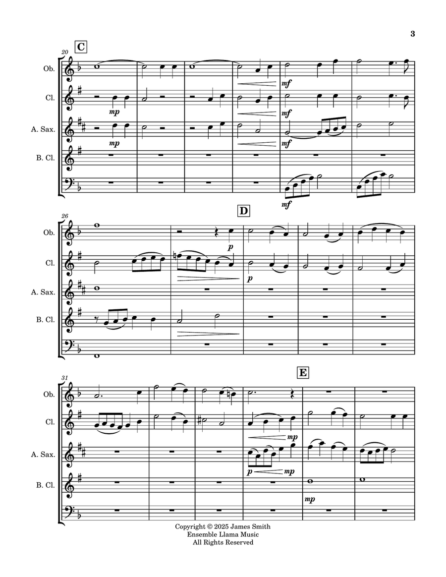 It Is Well With My Soul for Reed Quintet Woodwind Ensemble scores gallery preview page 3