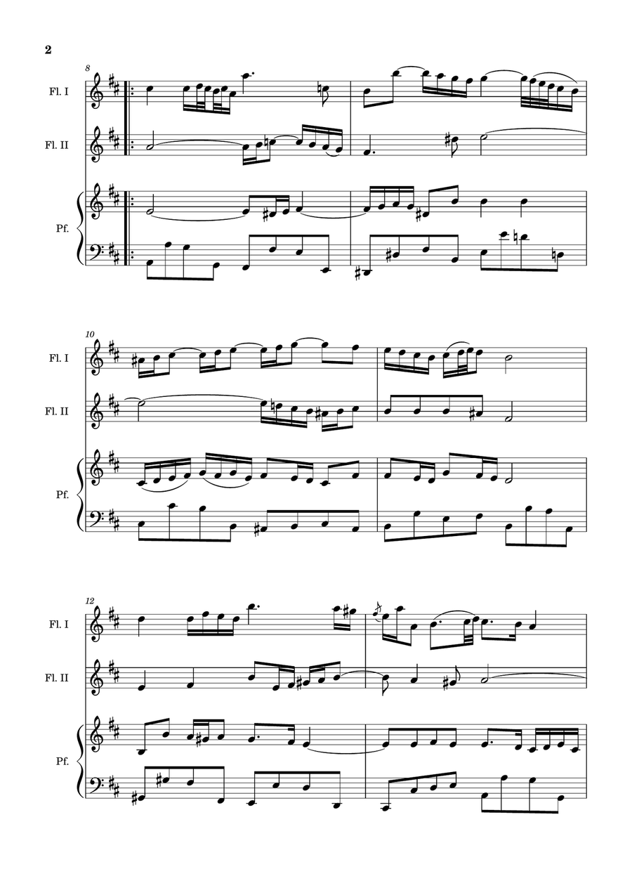 Air on the G String. For Flute Duet and Piano. Score and Parts. Flute Duet scores gallery preview page 2