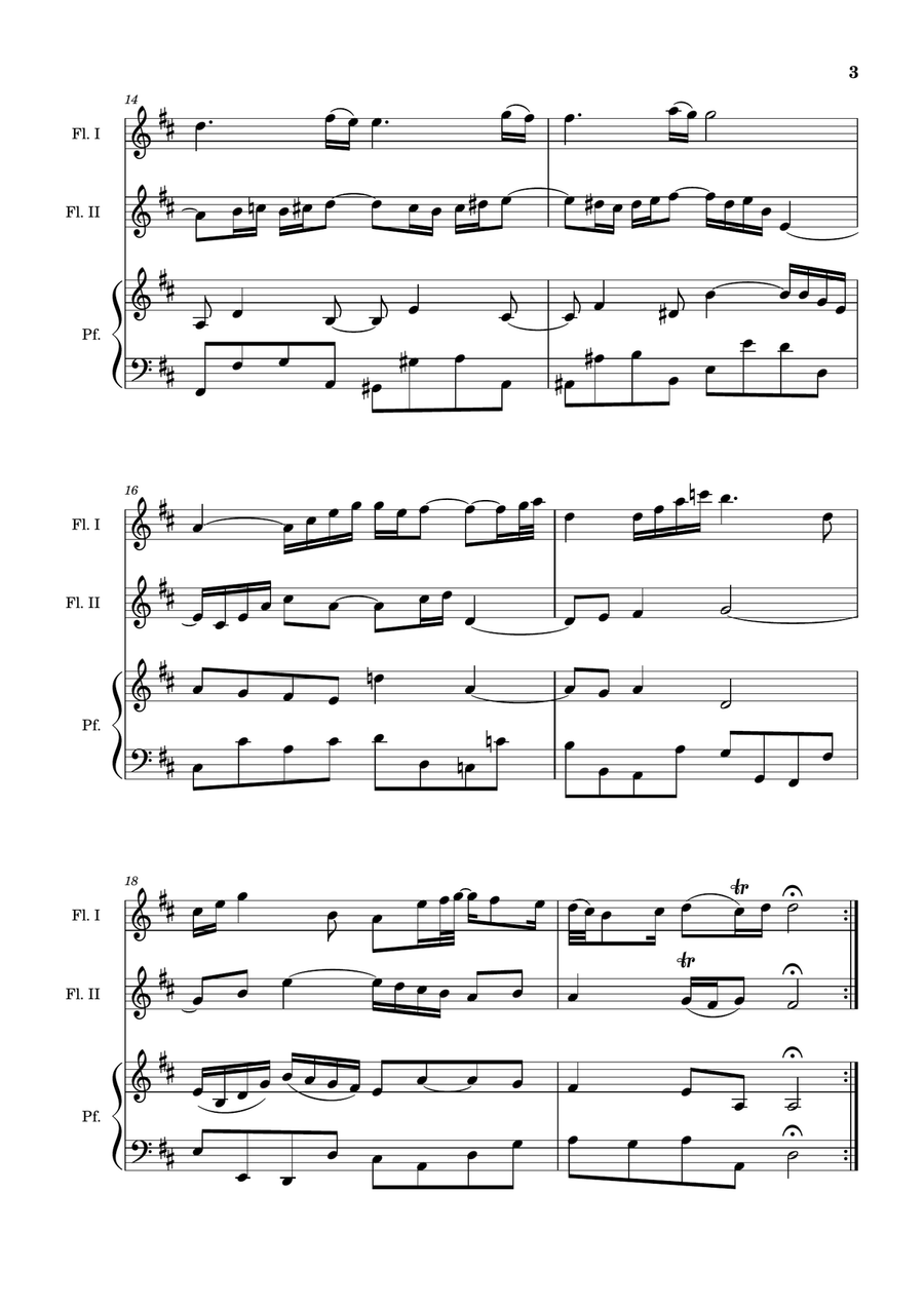 Air on the G String. For Flute Duet and Piano. Score and Parts. Flute Duet scores gallery preview page 3