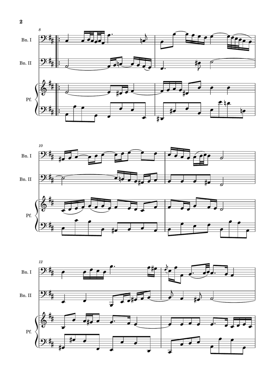 Air on the G String. For Bassoon Duet and Piano. Score and Parts. Small Ensemble scores gallery preview page 2