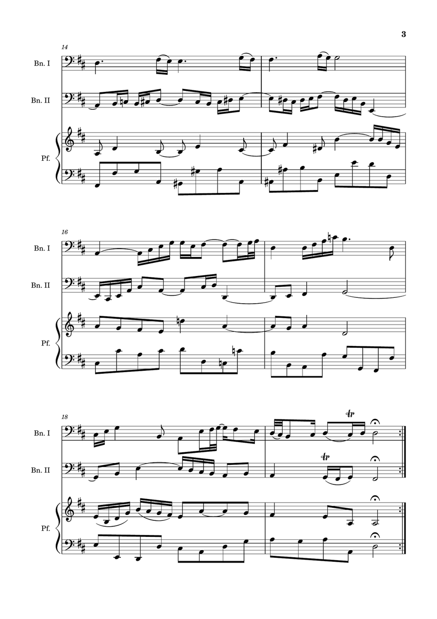 Air on the G String. For Bassoon Duet and Piano. Score and Parts. Small Ensemble scores gallery preview page 3