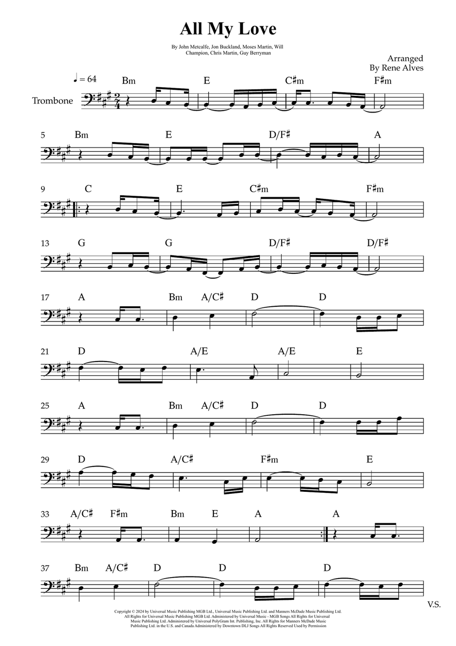 All My Love All My Love Trombone Solo scores gallery preview page 1