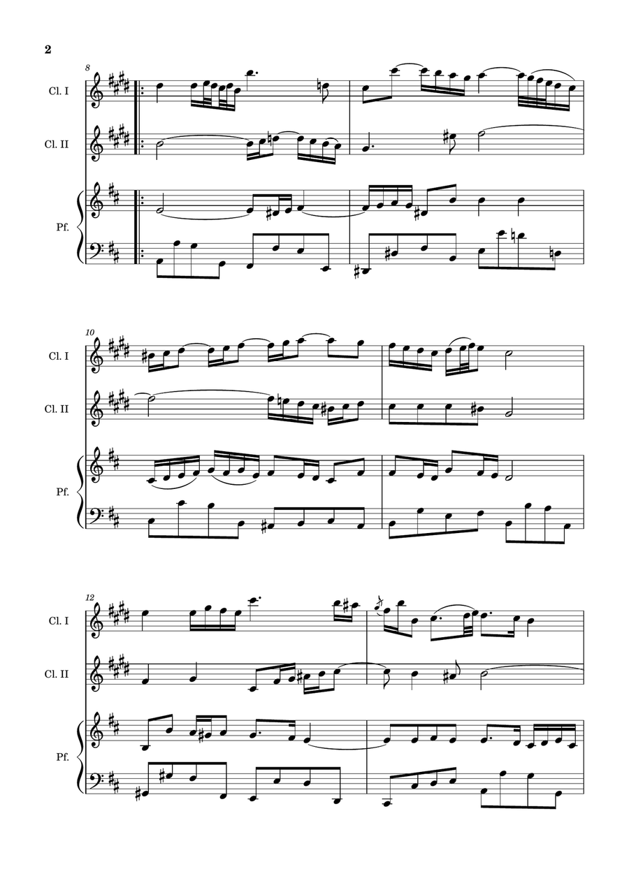 Air on the G String. For Clarinet Duet and Piano. Score and Parts. Clarinet Duet scores gallery preview page 2
