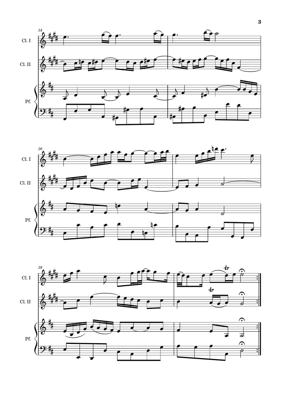 Air on the G String. For Clarinet Duet and Piano. Score and Parts. Clarinet Duet scores gallery preview page 3