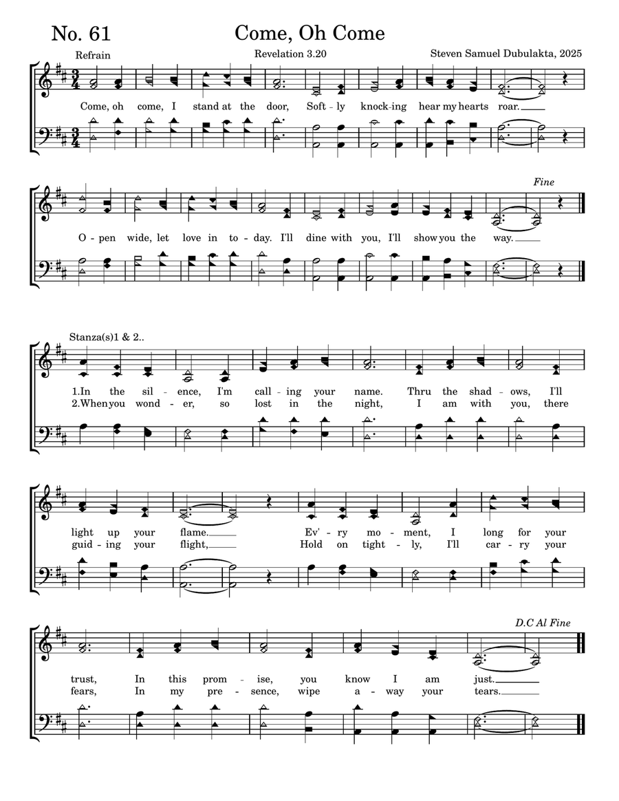 Come, Oh Come Come, Oh Come 4-Part scores gallery preview page 1