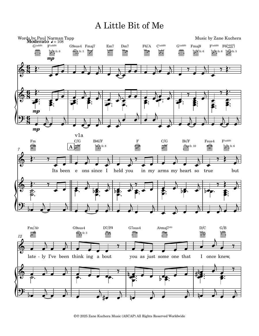 A Little Bit of Me Piano, Vocal scores gallery preview page 1