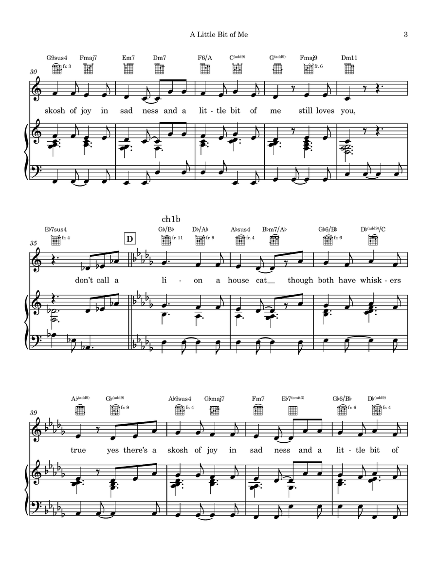 A Little Bit of Me Piano, Vocal scores gallery preview page 3