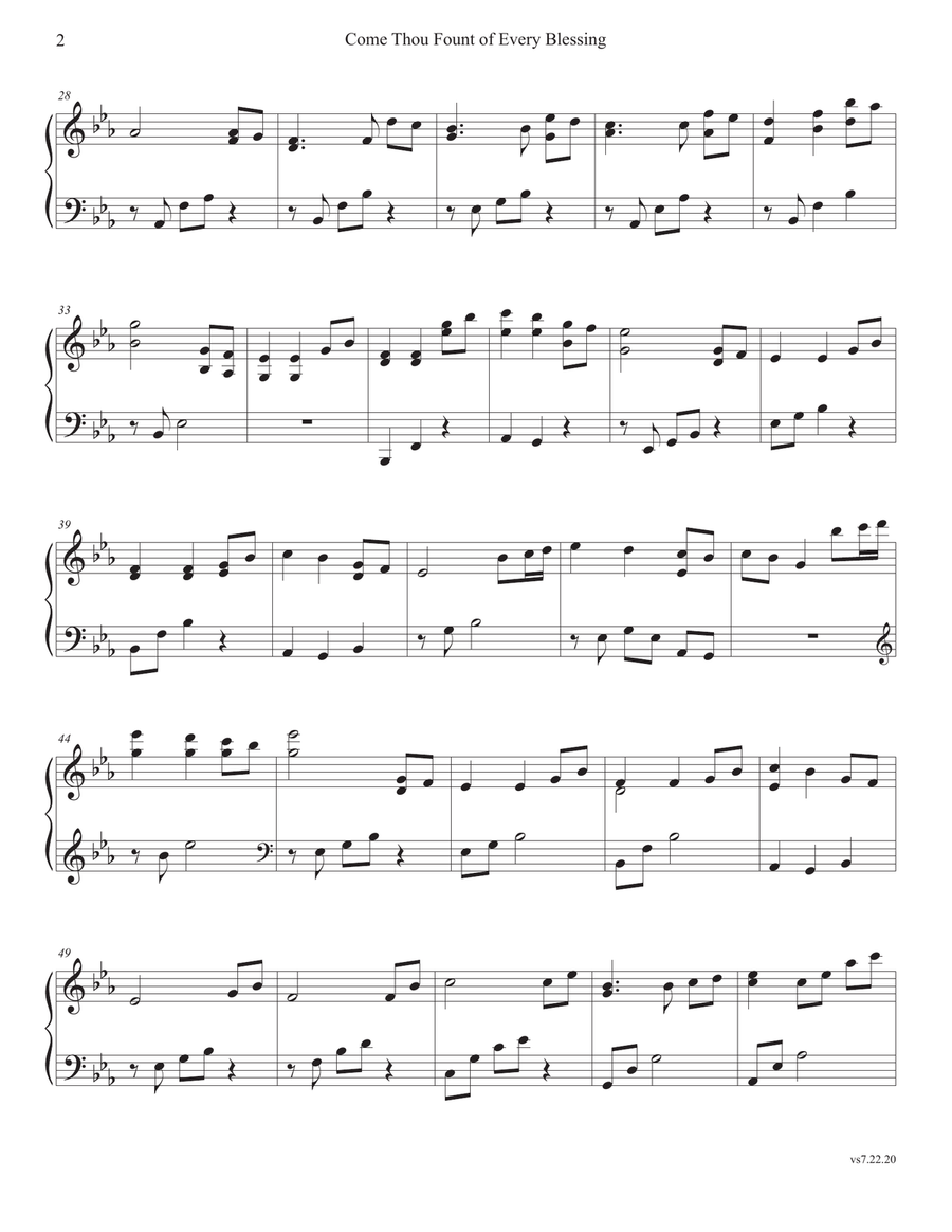 Come Thou Fount of Every Blessing Piano Solo scores gallery preview page 2