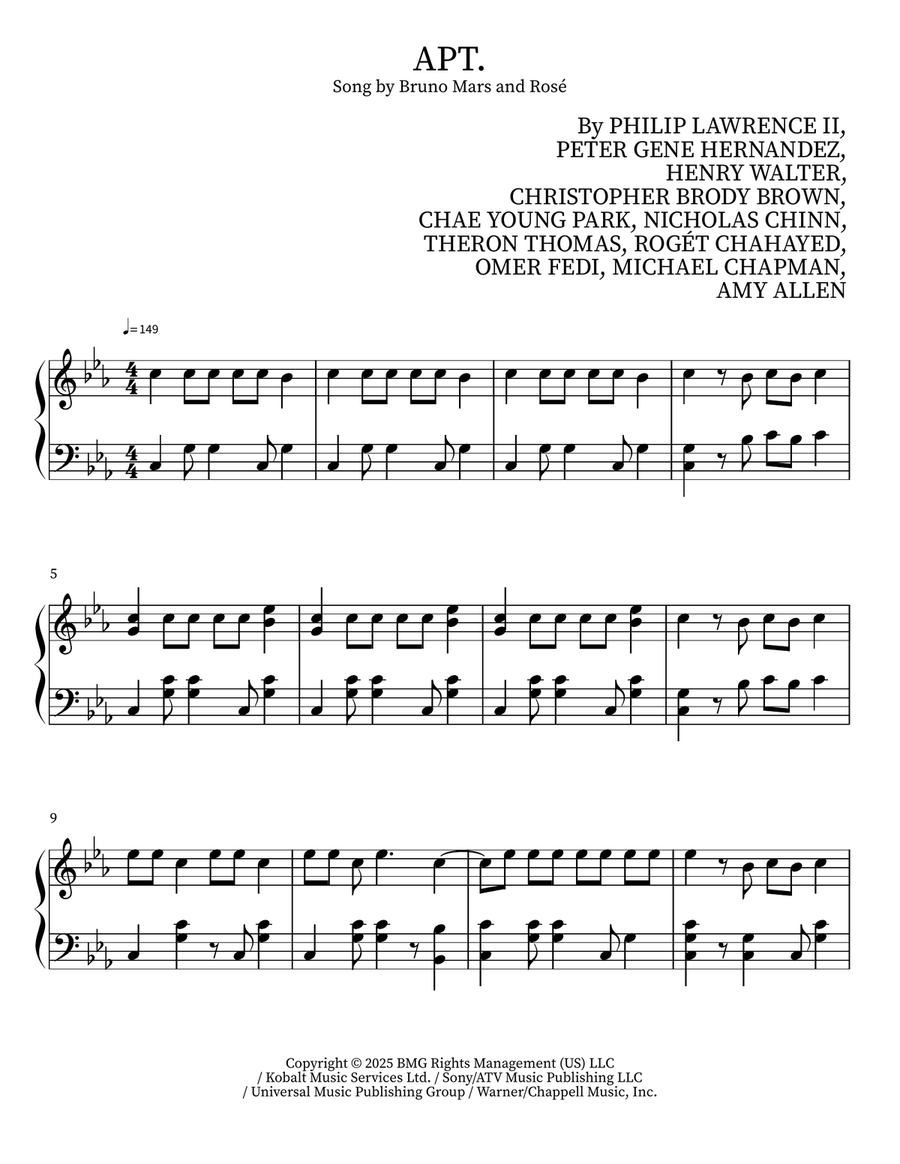 Apt. Apt. Piano Solo scores gallery preview page 1