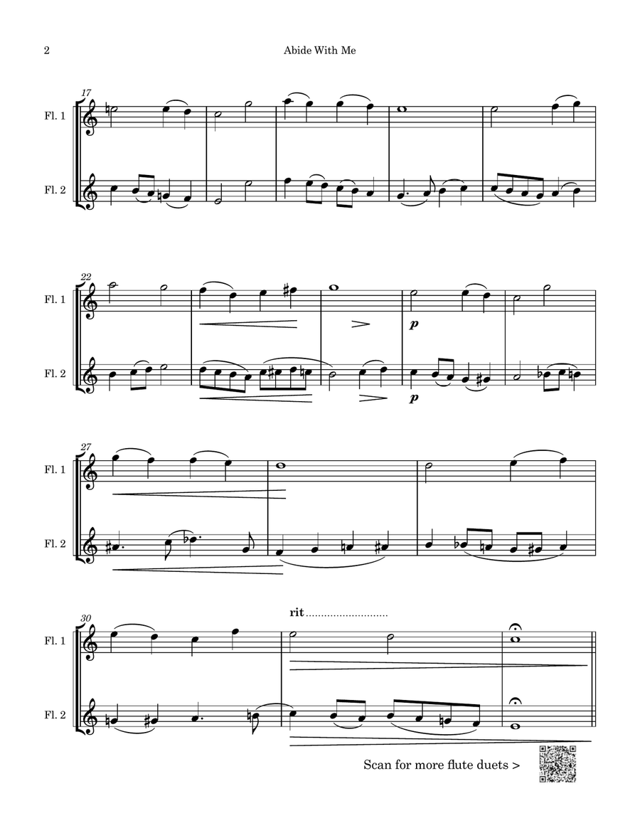Abide With Me Flute Duet scores gallery preview page 2