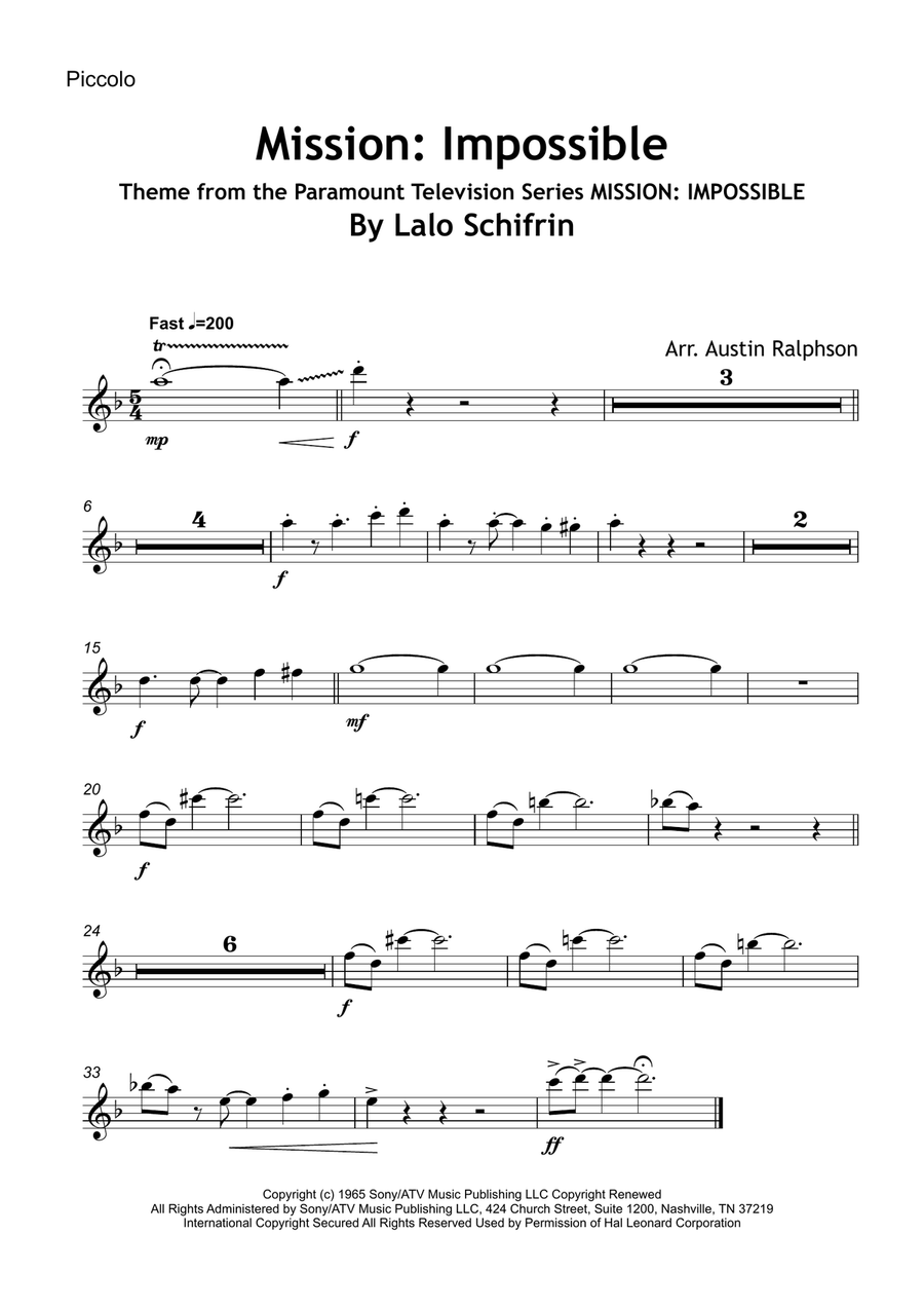 Mission: Impossible Theme Flute Quartet scores gallery preview page 3