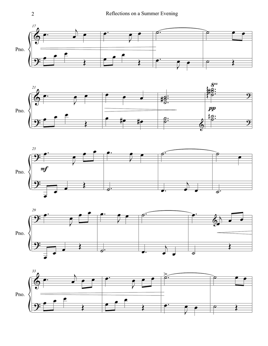 Reflections on a Summer Evening Piano, Vocal scores gallery preview page 2