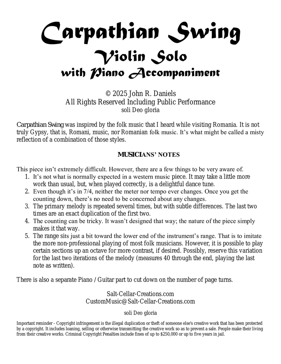 Carpathian Swing - Violin Solo Violin Solo scores gallery preview page 3