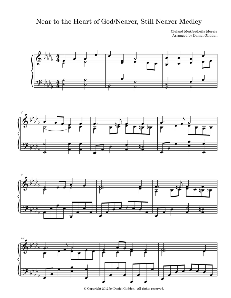 Near to the Heart of God/Nearer, Still Nearer Medley Piano Solo scores gallery preview page 1