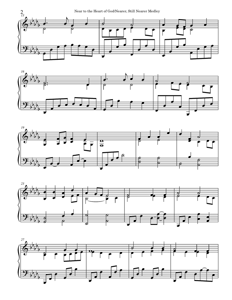 Near to the Heart of God/Nearer, Still Nearer Medley Piano Solo scores gallery preview page 2