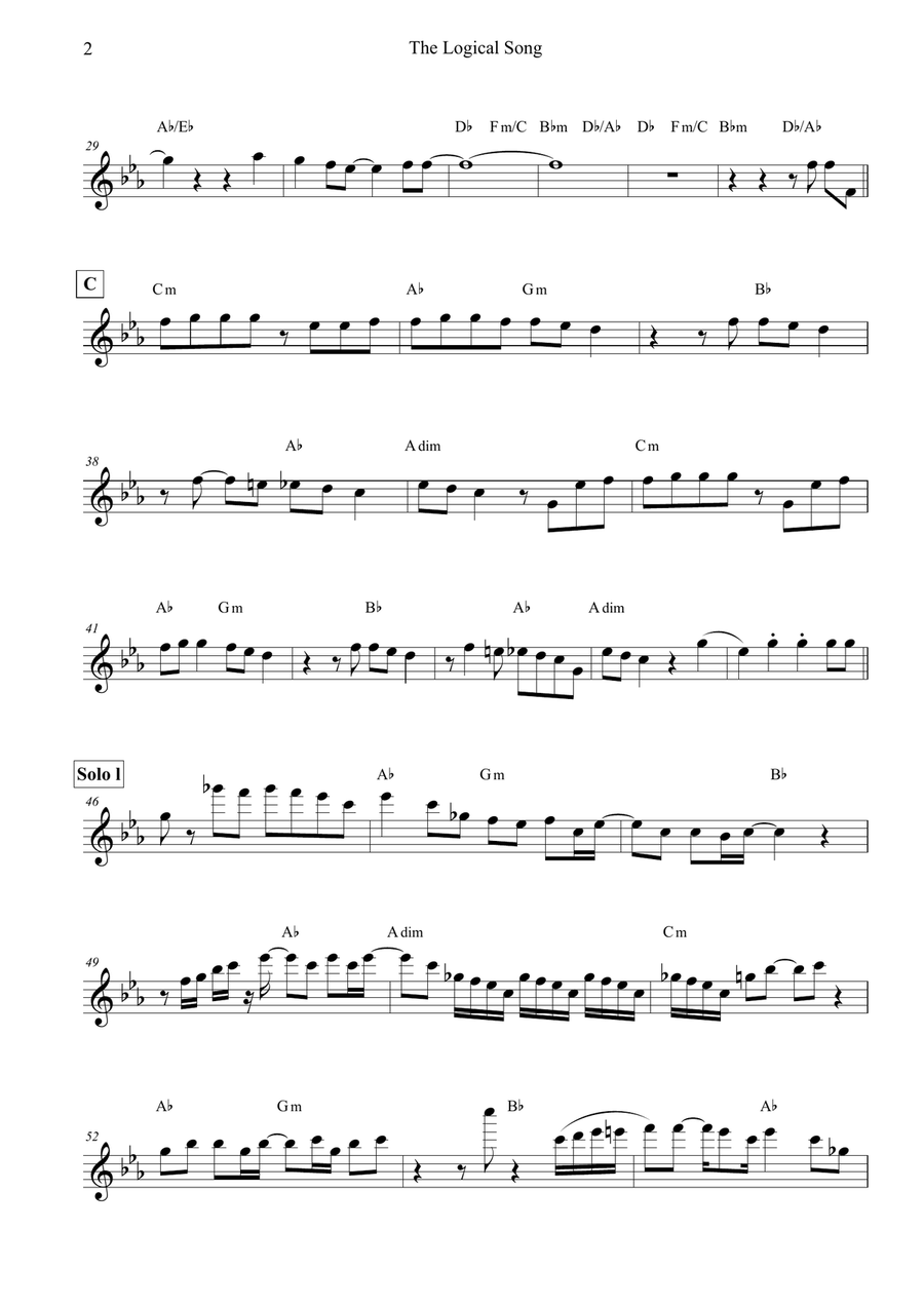 The Logical Song Flute Solo scores gallery preview page 2