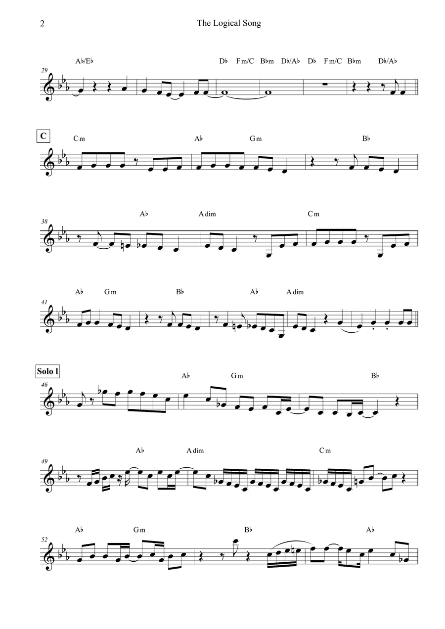 The Logical Song Violin Solo scores gallery preview page 2