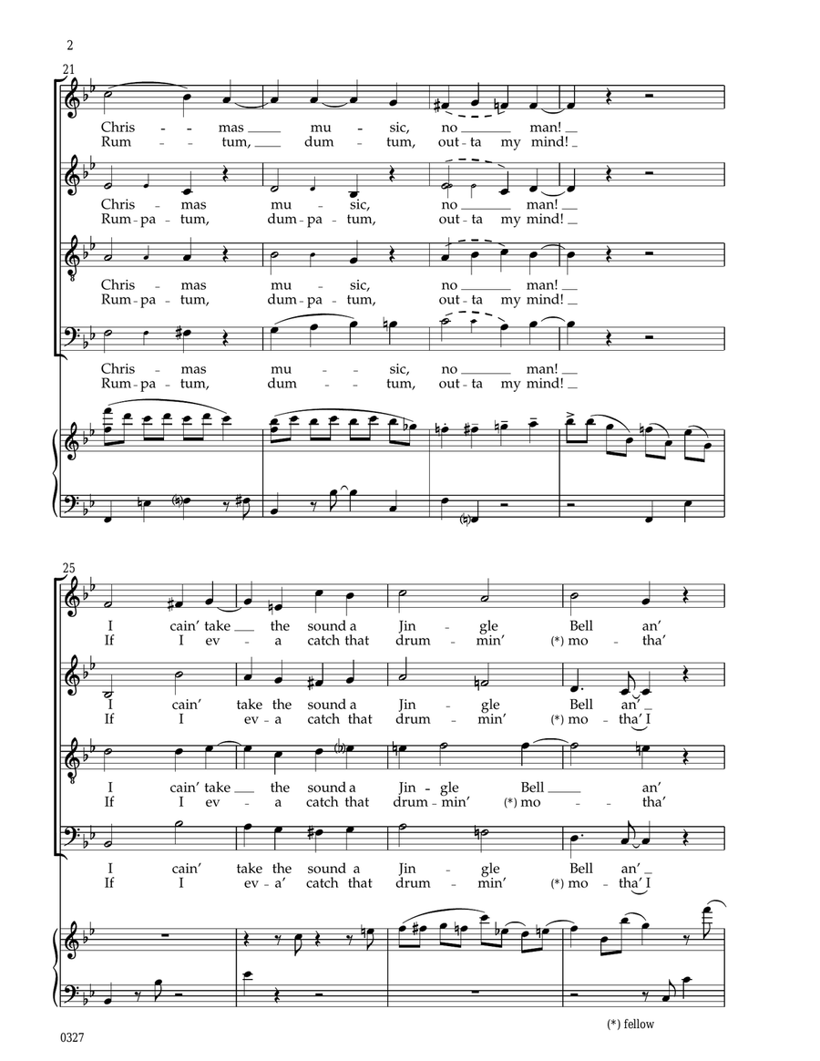 CHRISMAS SIC MUSIC (I DON' TAP NO FOOT FO' PATTY PAN) 4-Part scores gallery preview page 2