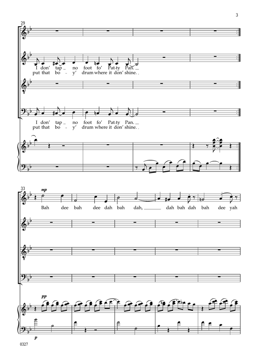 CHRISMAS SIC MUSIC (I DON' TAP NO FOOT FO' PATTY PAN) 4-Part scores gallery preview page 3