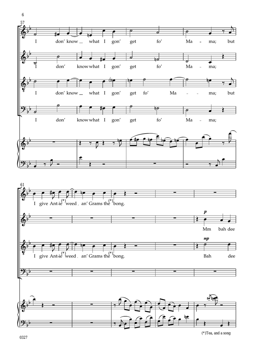 CHRISMAS SIC MUSIC (I DON' TAP NO FOOT FO' PATTY PAN) 4-Part scores gallery preview page 6