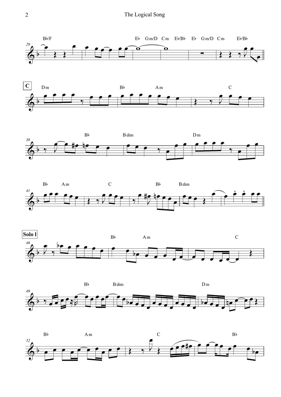 The Logical Song B-Flat Trumpet scores gallery preview page 2