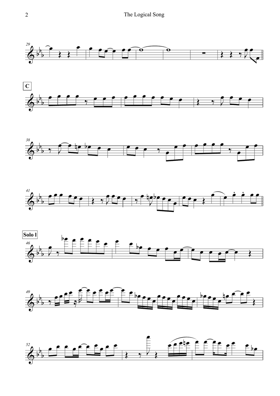 The Logical Song Flute Solo scores gallery preview page 2